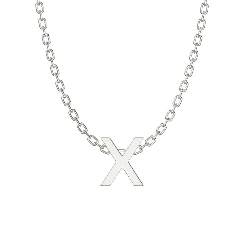 925 Sterling Silver Initial Necklace with 18" Chain