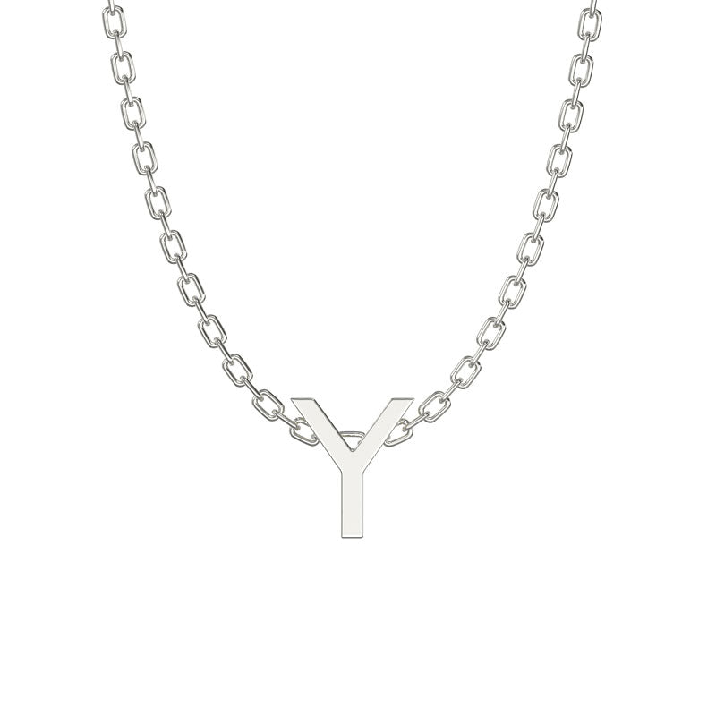 925 Sterling Silver Initial Necklace with 18" Chain