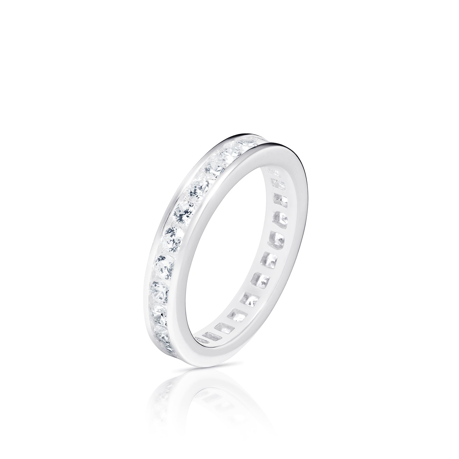 925 Sterling Silver Cz Round Cut Channel Set Ladies Full Eternity Ring