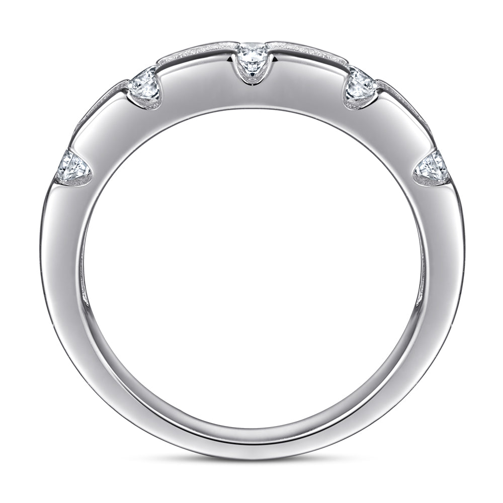 925 Sterling Silver Round & Baguette Cut Cz Ladies Half Eternity Ring