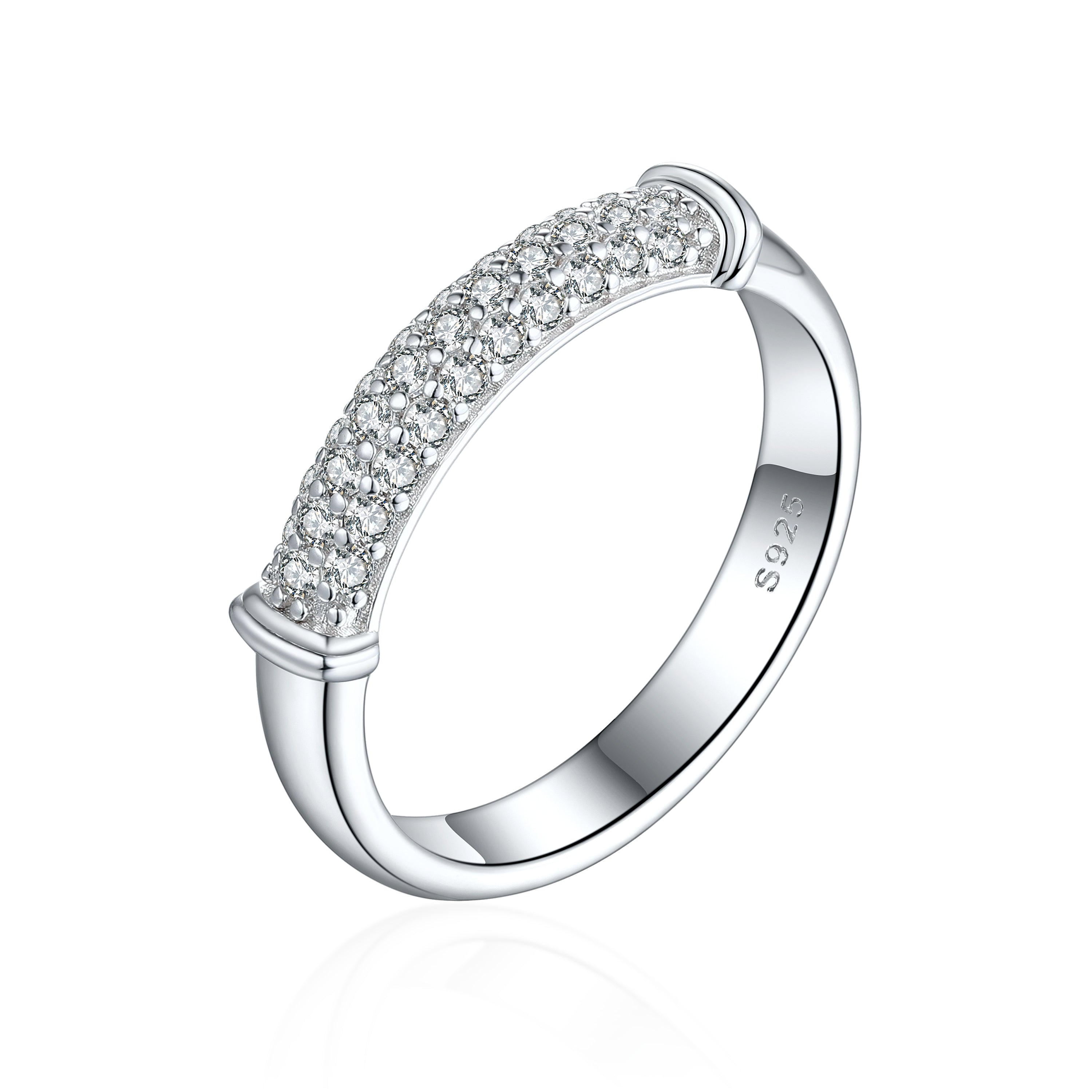925 Sterling Silver Pave Set Cz Ladies Eternity Ring