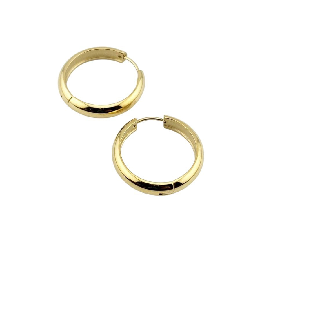 Waterproof Hoop Earrings – 22mm Classic Gold Finish