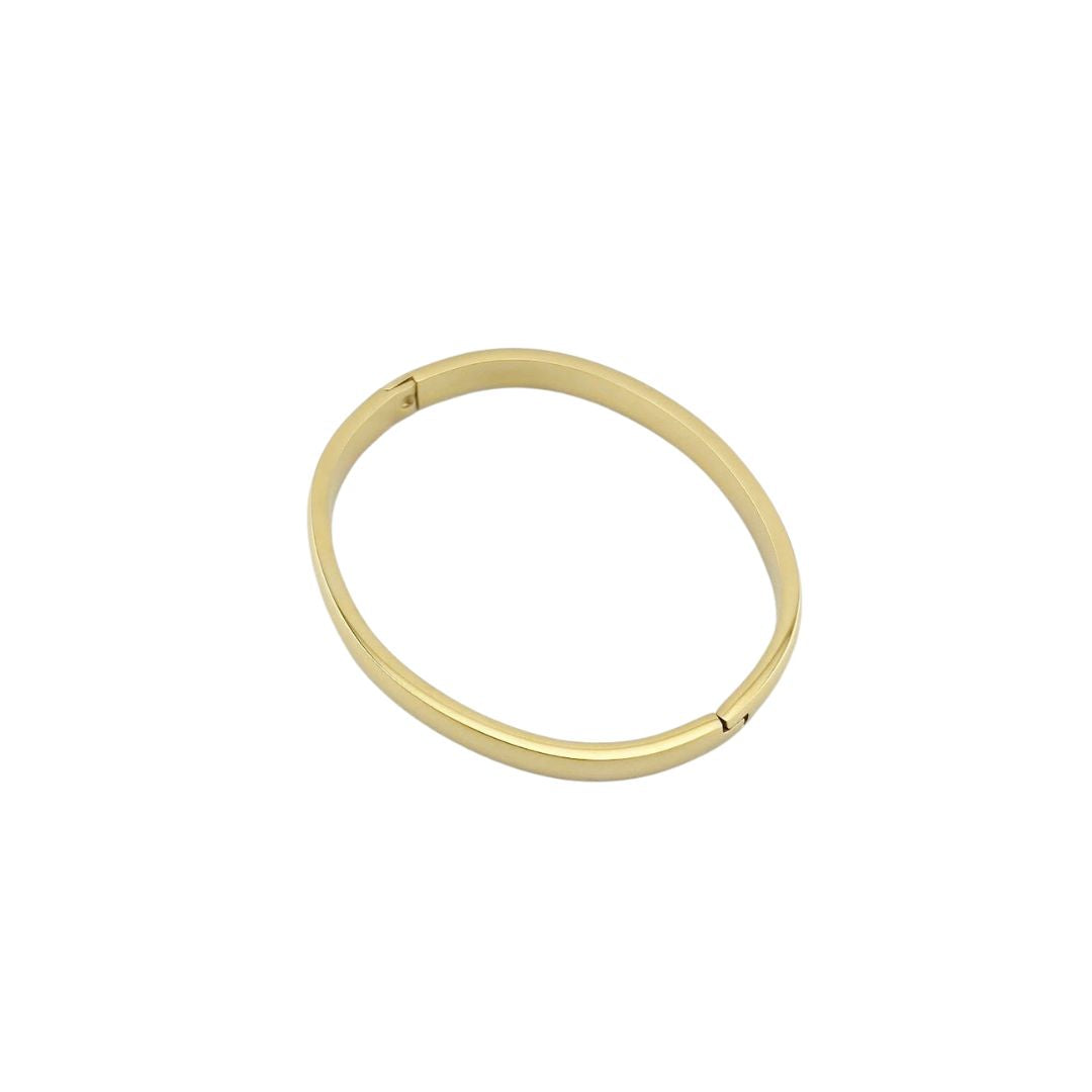 Waterproof Gold Bangle – Sleek Oval Fit (7” Wrist)