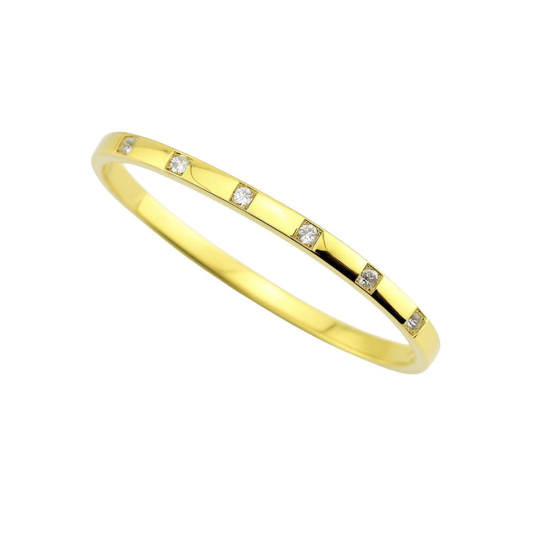 Waterproof Gold Coated Bangle – Slim Crystal Accent Cuff