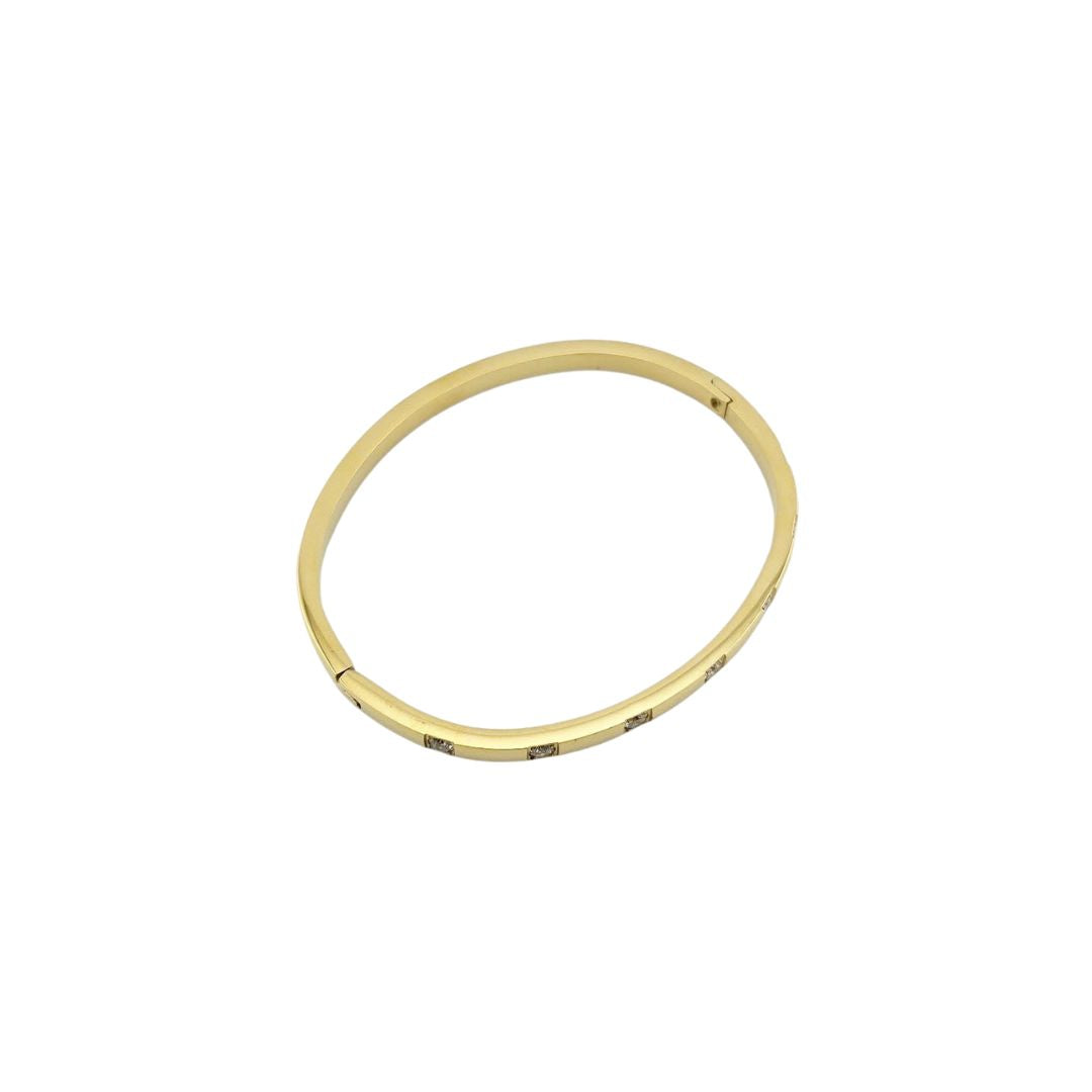 Waterproof Gold Coated Bangle – Slim Crystal Accent Cuff