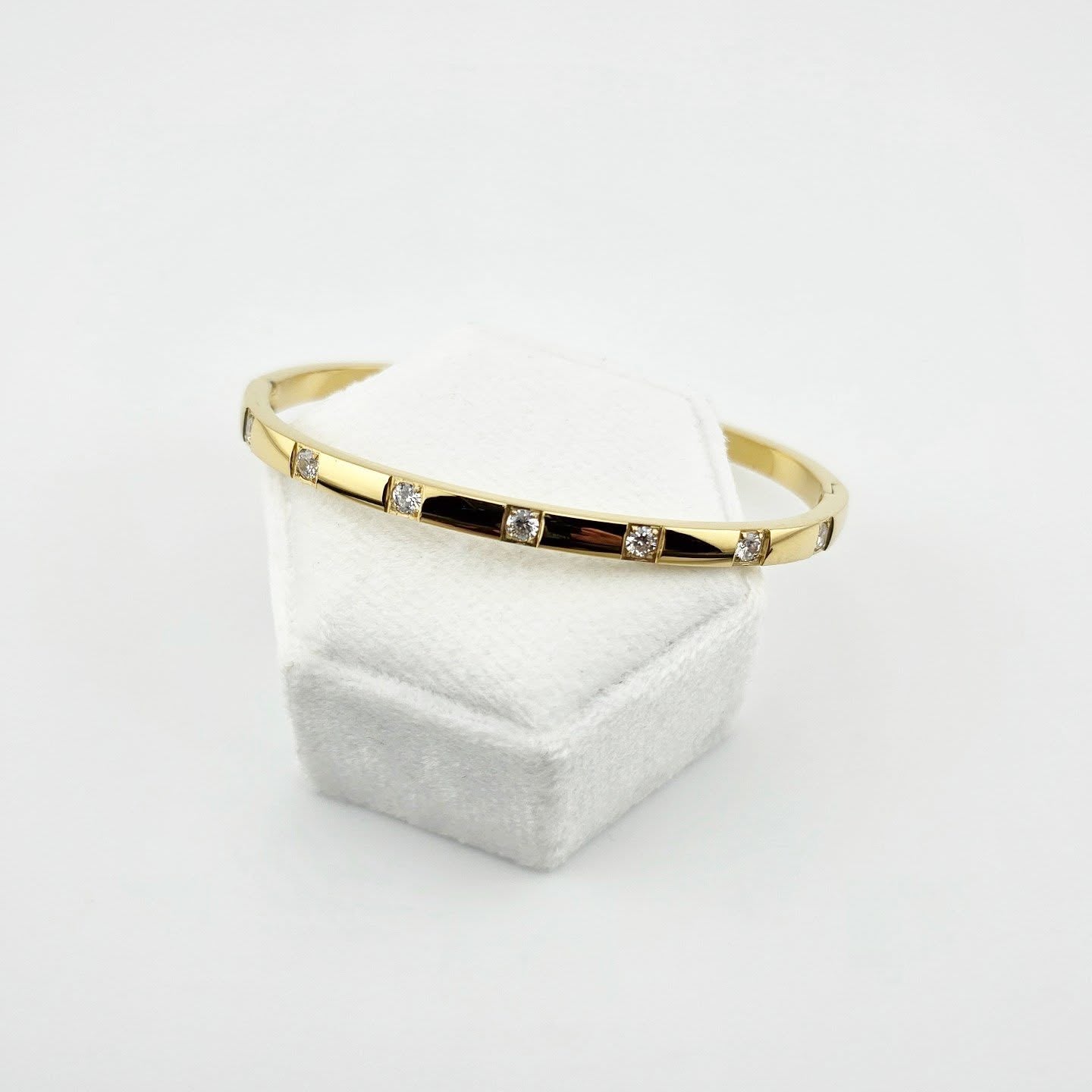 Waterproof Gold Coated Bangle – Slim Crystal Accent Cuff