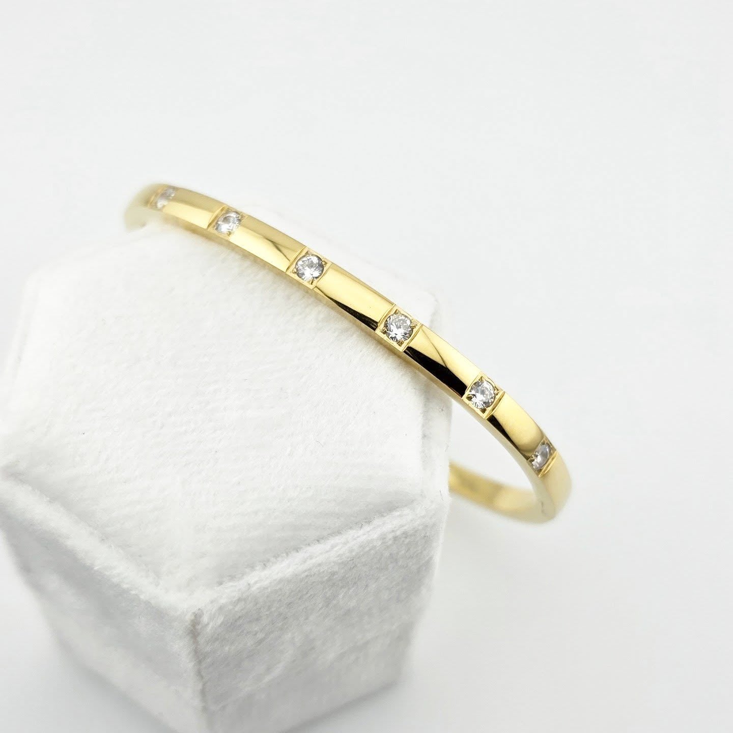 Waterproof Gold Coated Bangle – Slim Crystal Accent Cuff