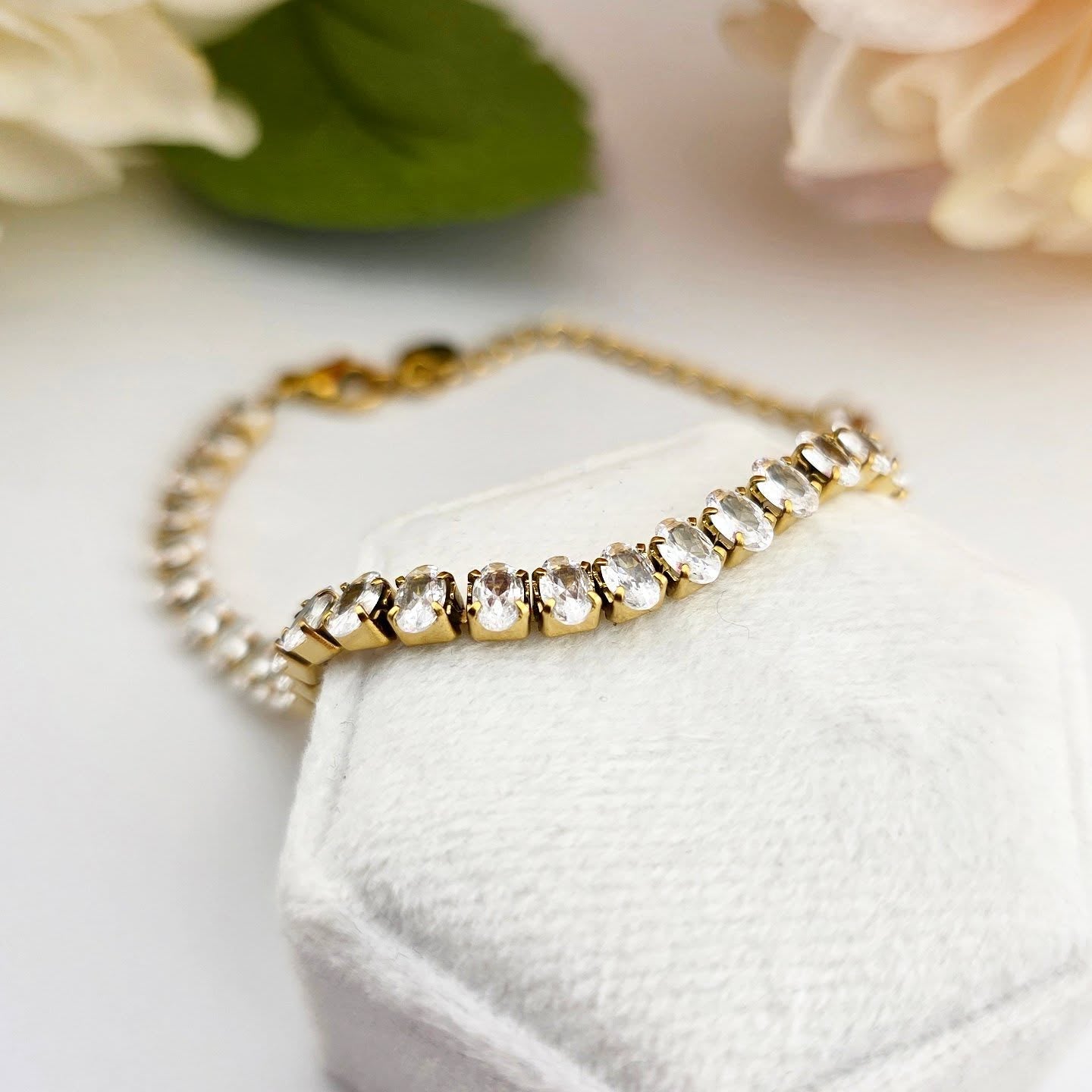 Gold-Tone Stainless Steel – Cubic Zirconia Tennis Bracelet