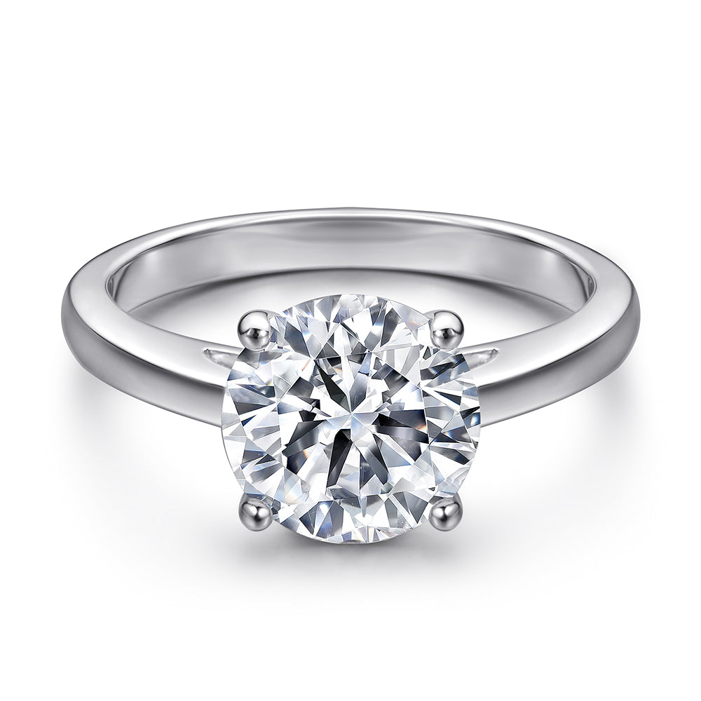 925 Sterling Silver Round Cut 8mm Cz Solitaire Ring