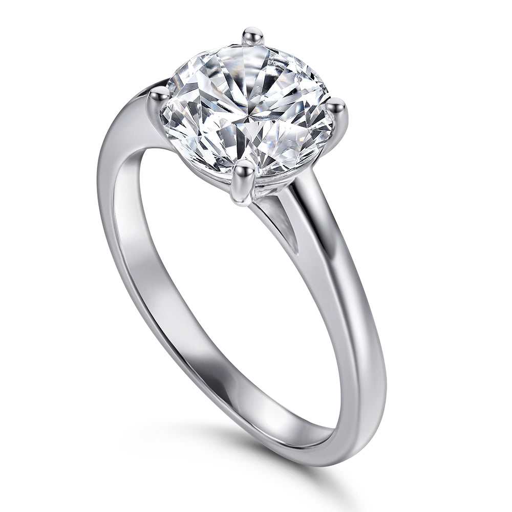 925 Sterling Silver Round Cut 8mm Cz Solitaire Ring