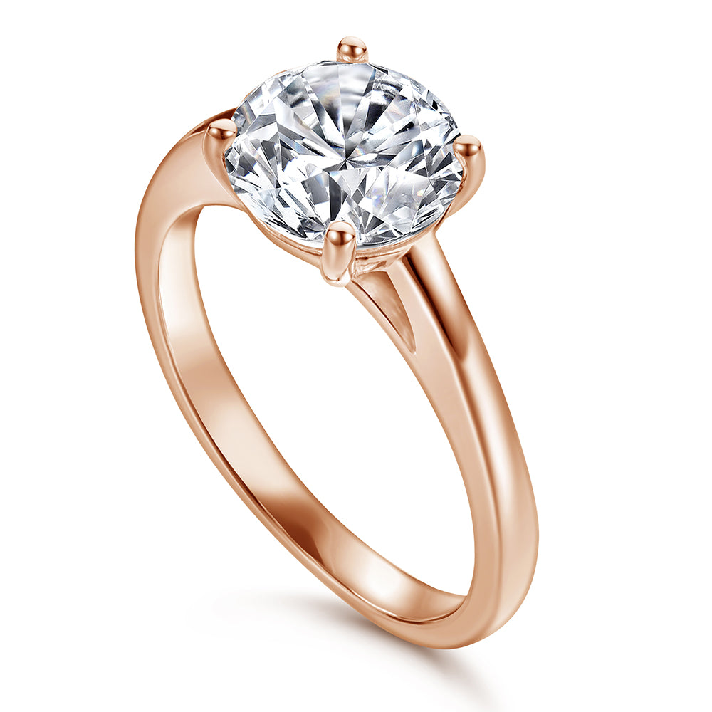 925 Sterling Silver Round Cut 8mm Cz Solitaire Ring