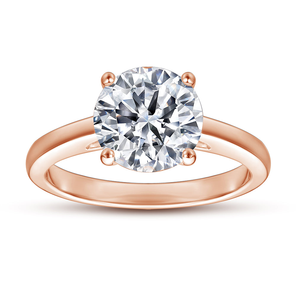 925 Sterling Silver Round Cut 8mm Cz Solitaire Ring