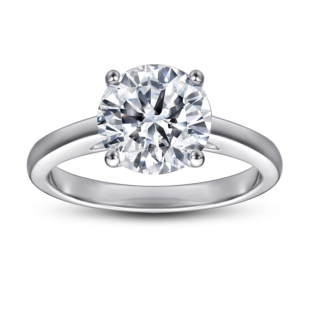 925 Sterling Silver Round Cut 8mm Cz Solitaire Ring