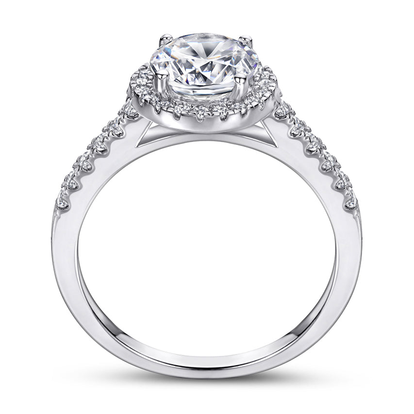 925 Sterling Silver Round Cut 7mm Cz Halo Ladies Ring