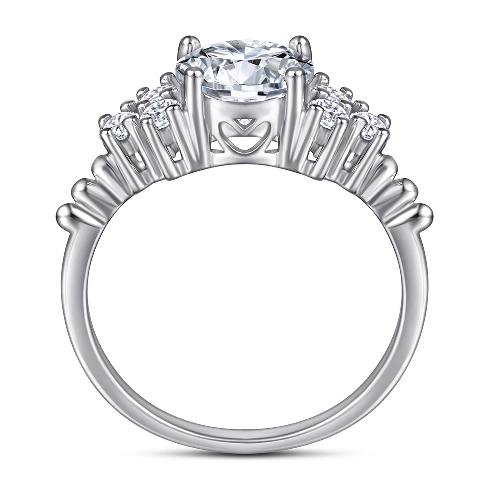 925 Sterling Silver Cz Fancy Round Cut Cluster Ladies Dress Ring