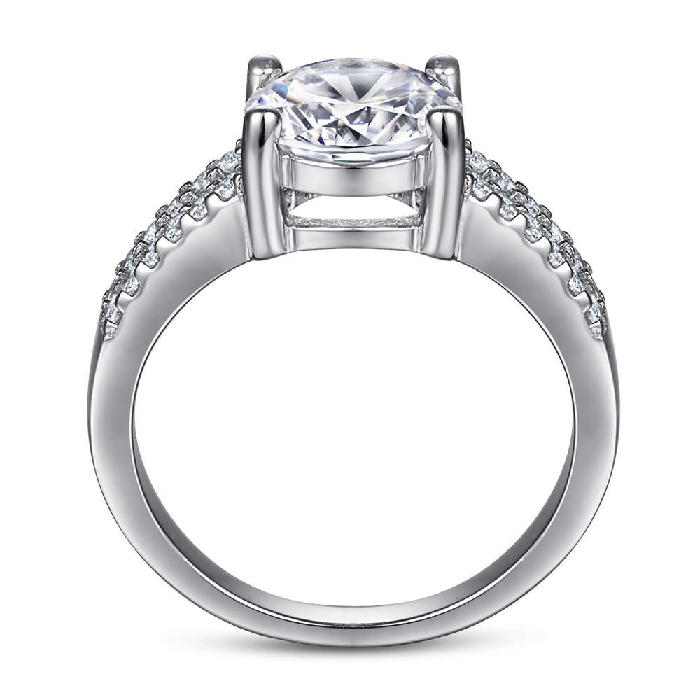 925 Sterling Silver 8mm Cz Round Solitaire with Split Band Ladies Ring