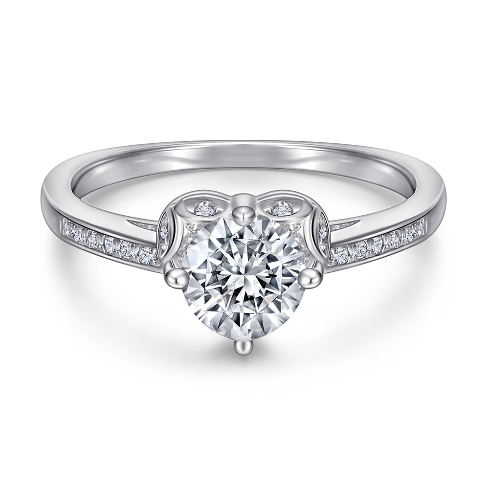 925 Sterling Silver Round Cz Solitaire with Fancy Basket Ladies Ring