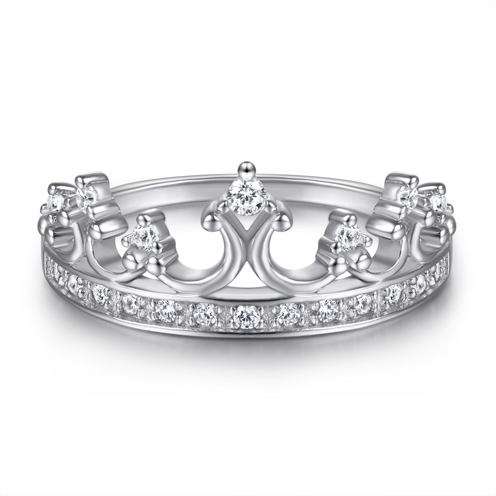 925 Sterling Silver Cz Crown Ladies Ring