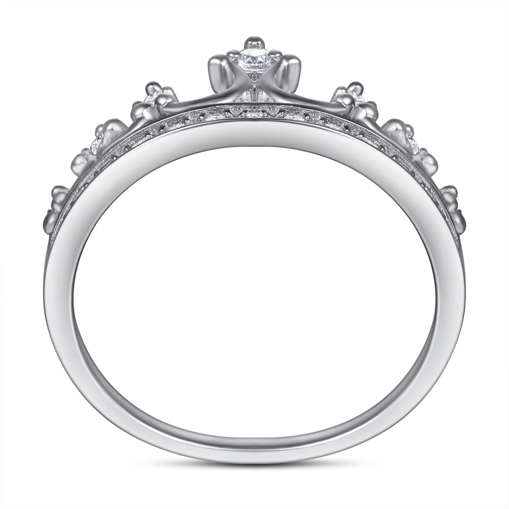 925 Sterling Silver Cz Crown Ladies Ring