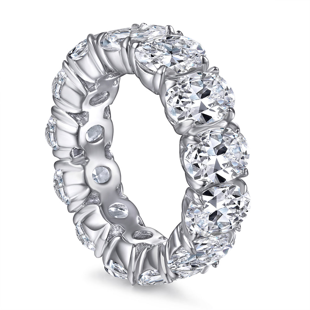 925 Sterling Silver Cz Oval Full Eternity Ladies Ring