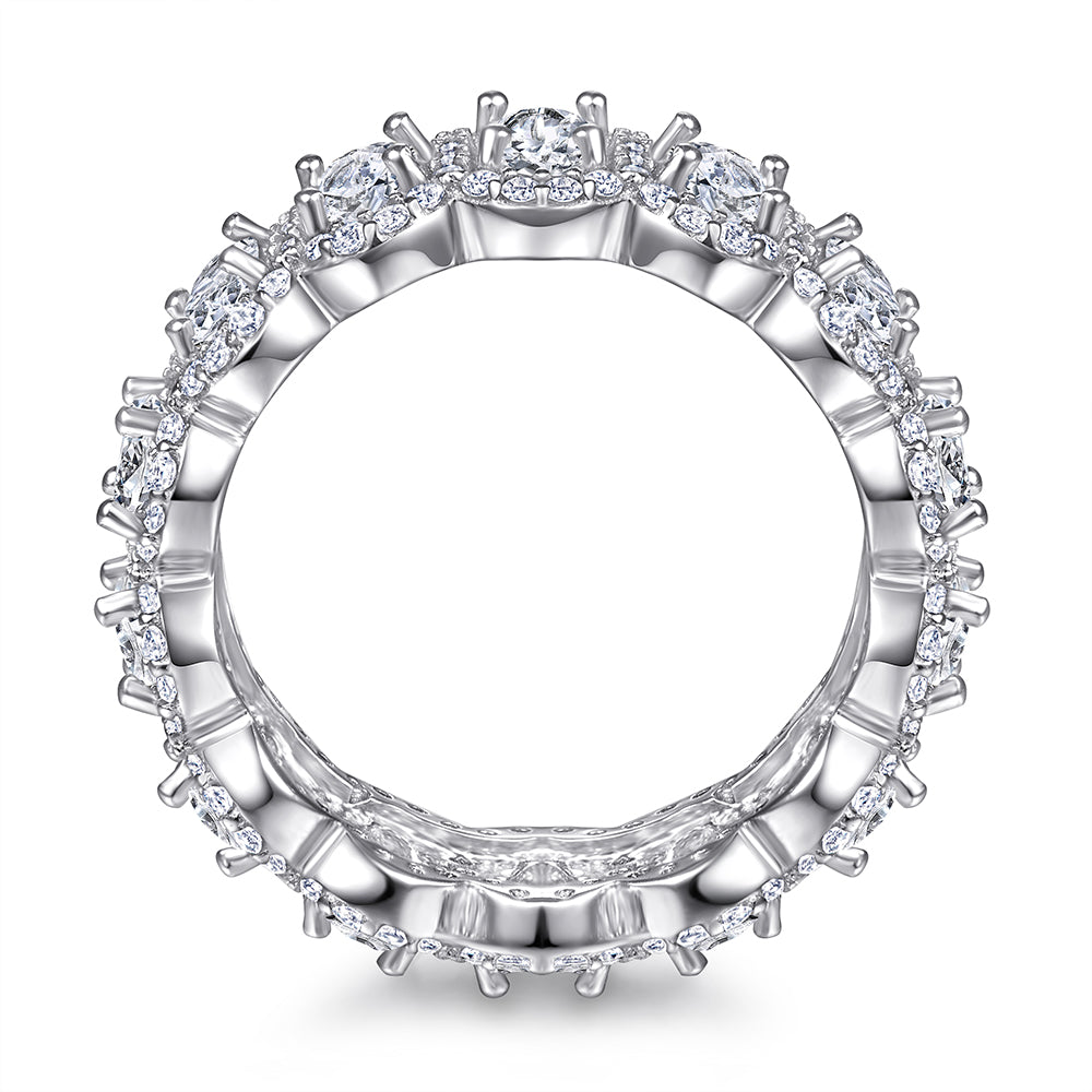 925 Sterling Silver Oval Halo Cz Ladies Full Eternity Ring