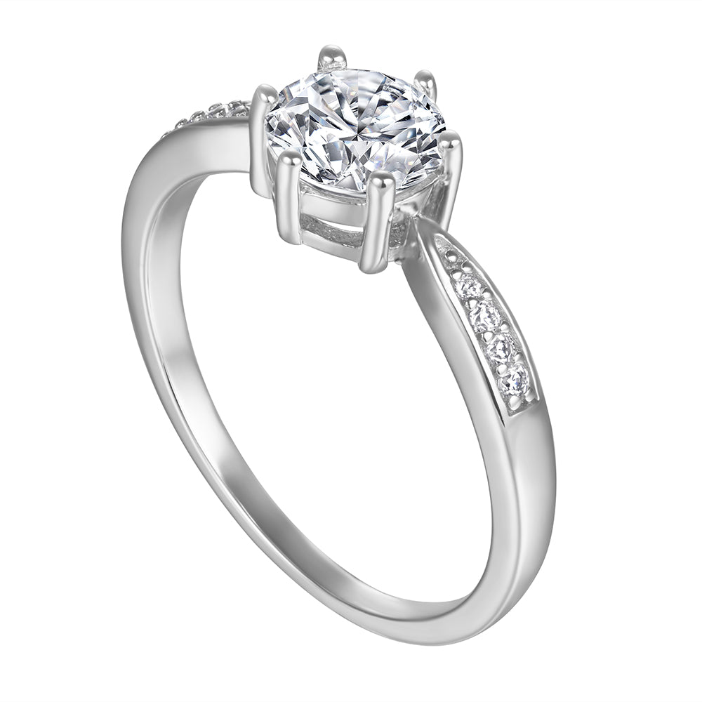 925 Sterling Silver 6 Claw 6.5mm Round Cut Cz Ladies Solitaire Ring