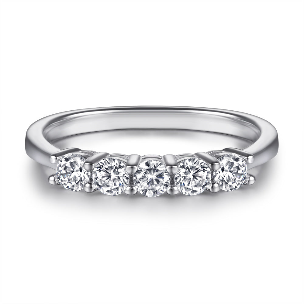 925 Sterling Silver 5 Stone Cz Ladies Eternity Ring