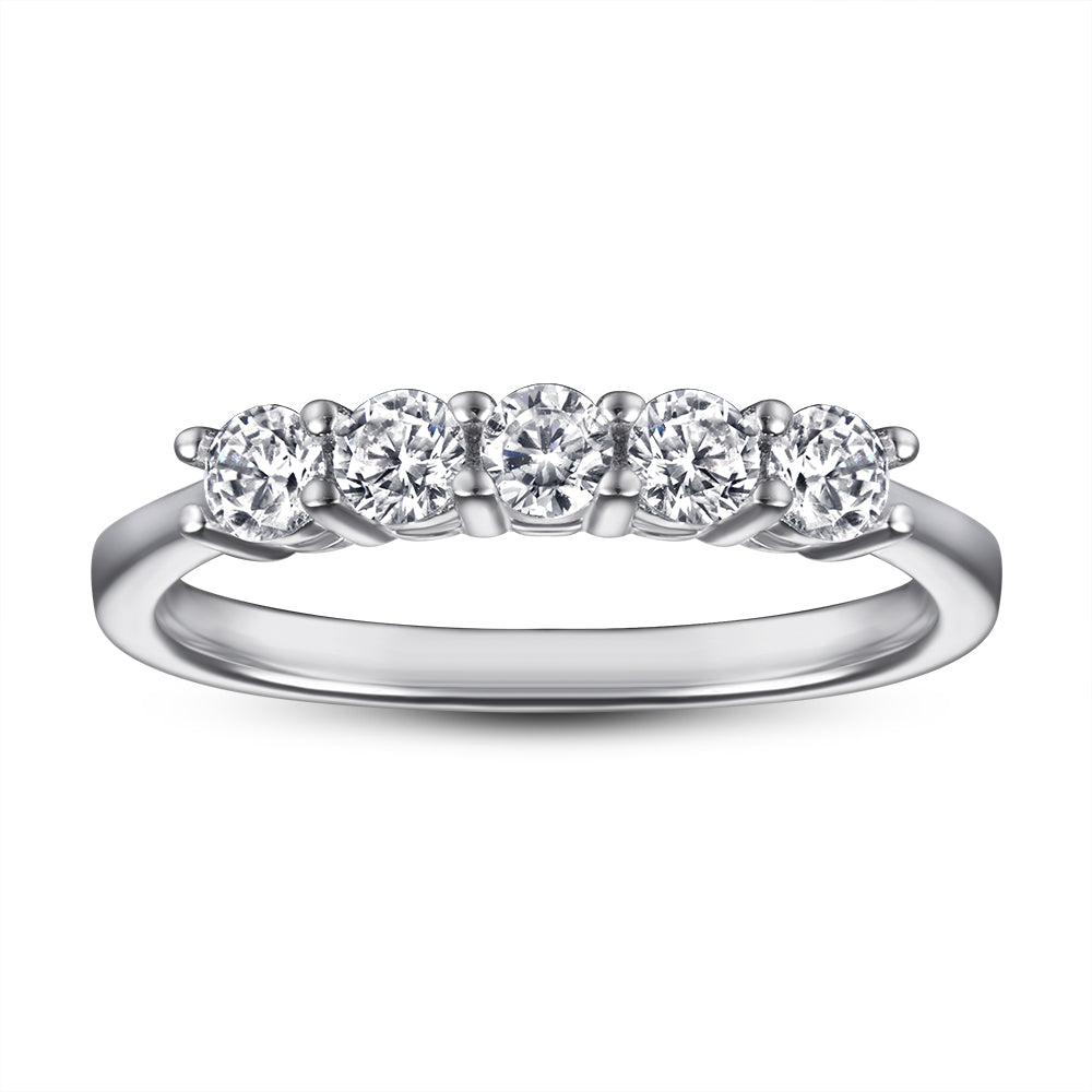 925 Sterling Silver 5 Stone Cz Ladies Eternity Ring
