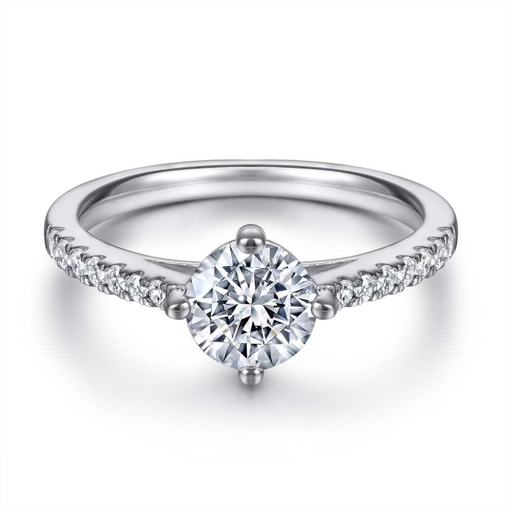 925 Sterling Silver 6mm Round Cz Solitaire Ladies Ring