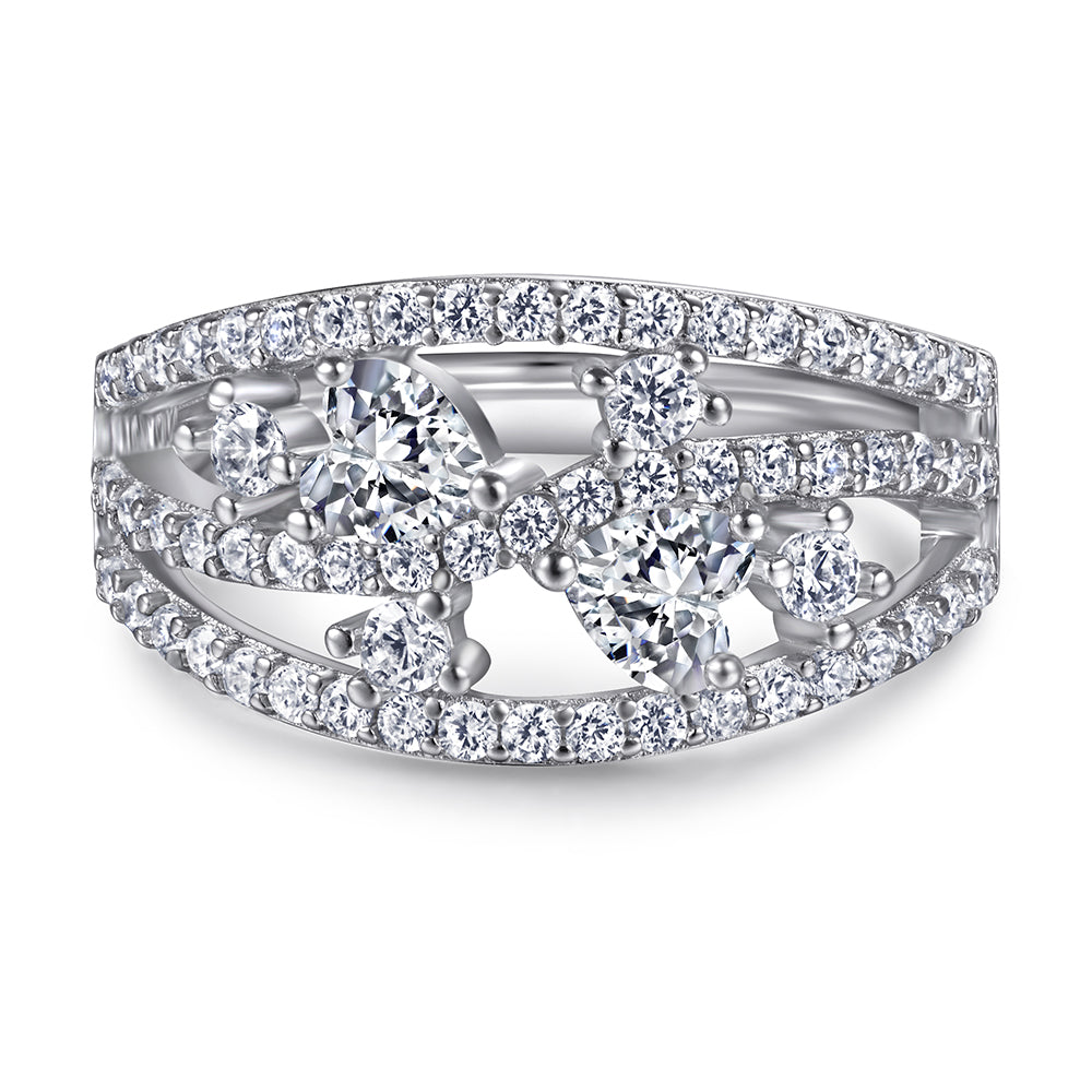 925 Sterling Silver Cz Fancy Half Eternity Ladies Ring