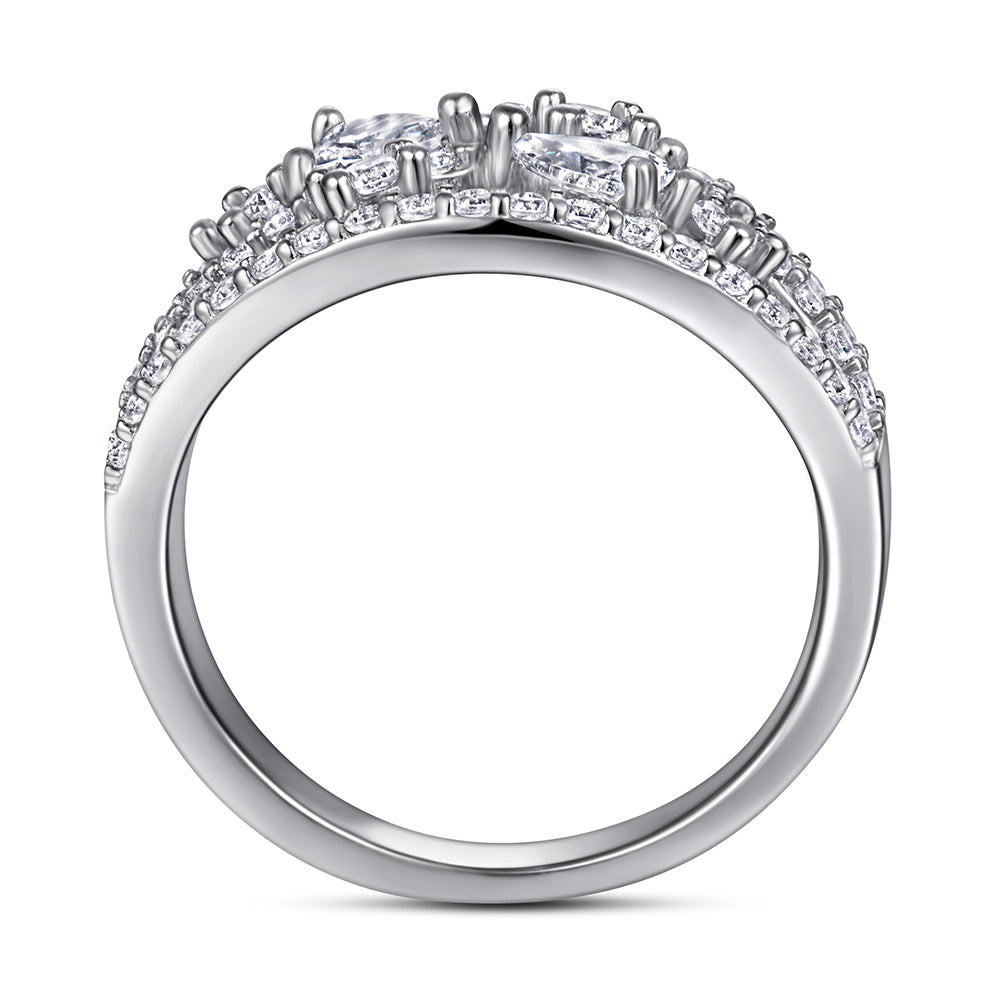 925 Sterling Silver Cz Fancy Half Eternity Ladies Ring