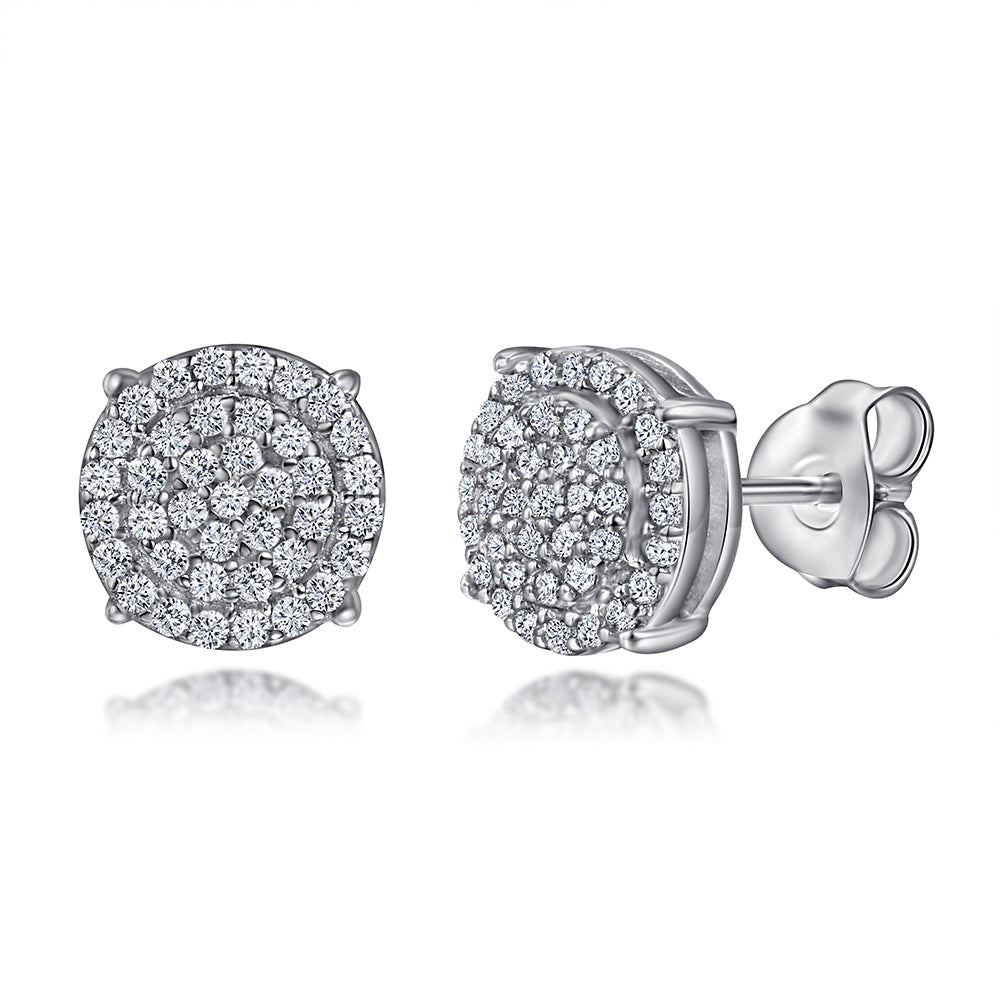 925 Sterling Silver Cz Cluster Ladies Stud Earrings