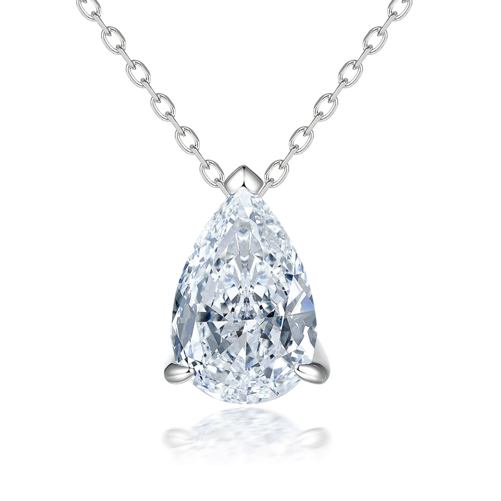 925 Sterling Silver 2.8ct Pear Cz Solitaire Ladies Pendant with Chain