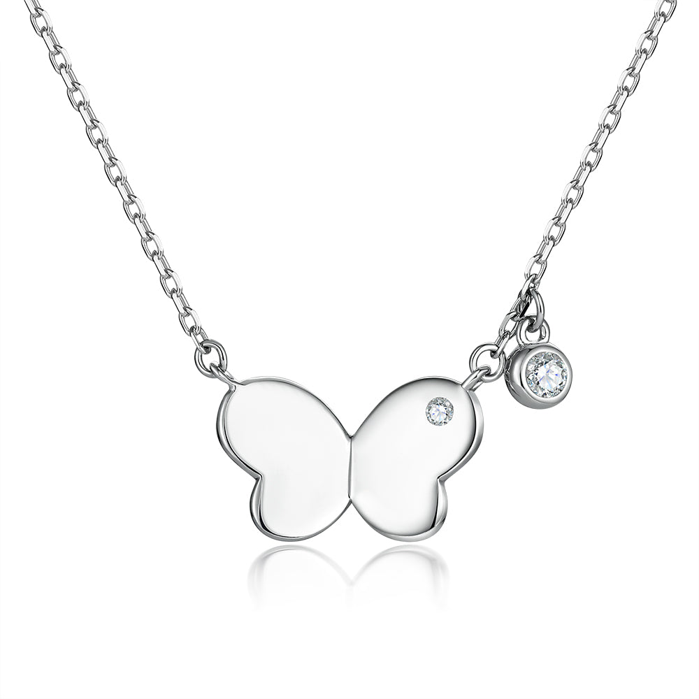 925 Sterling Silver Cz Butterfly Necklace