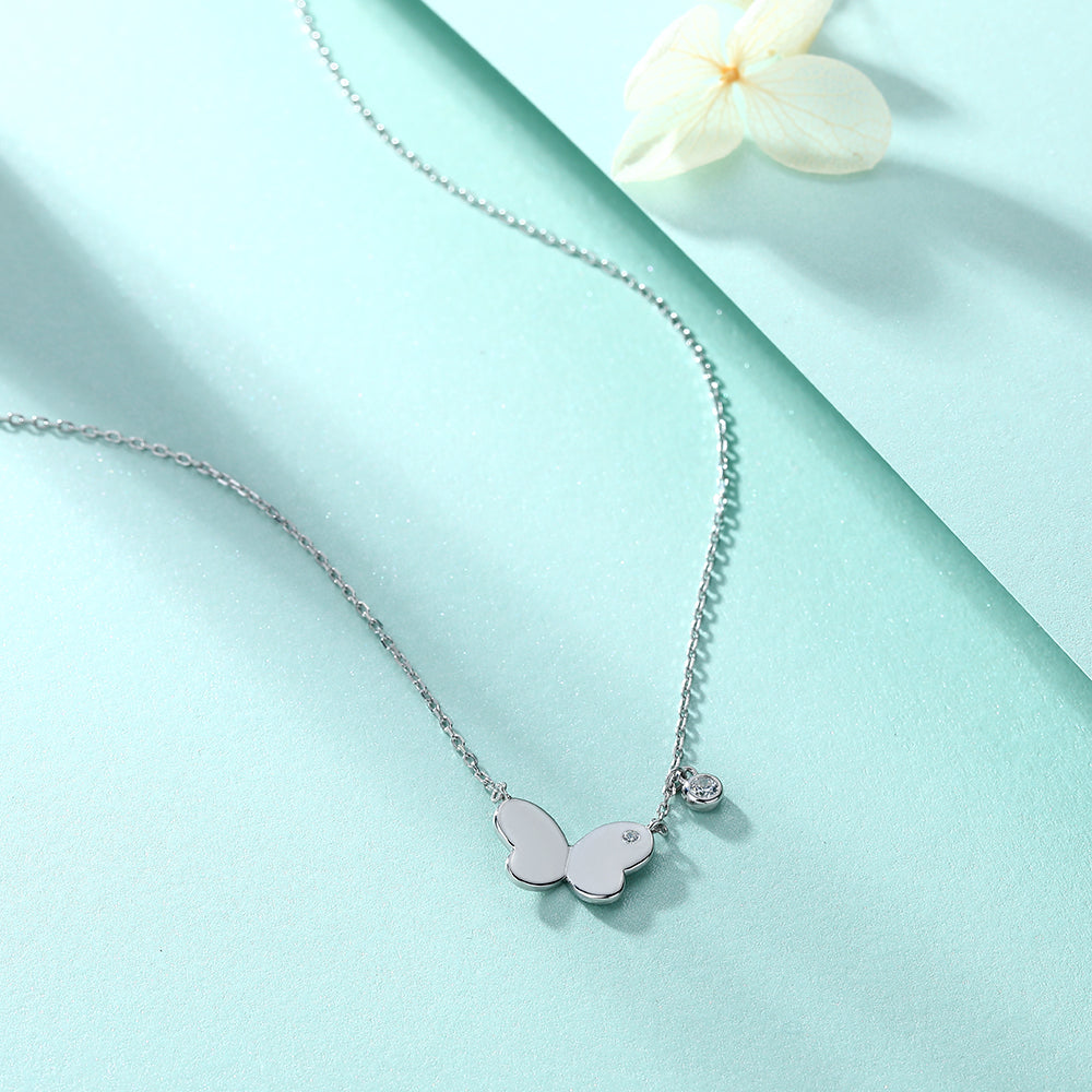 925 Sterling Silver Cz Butterfly Necklace