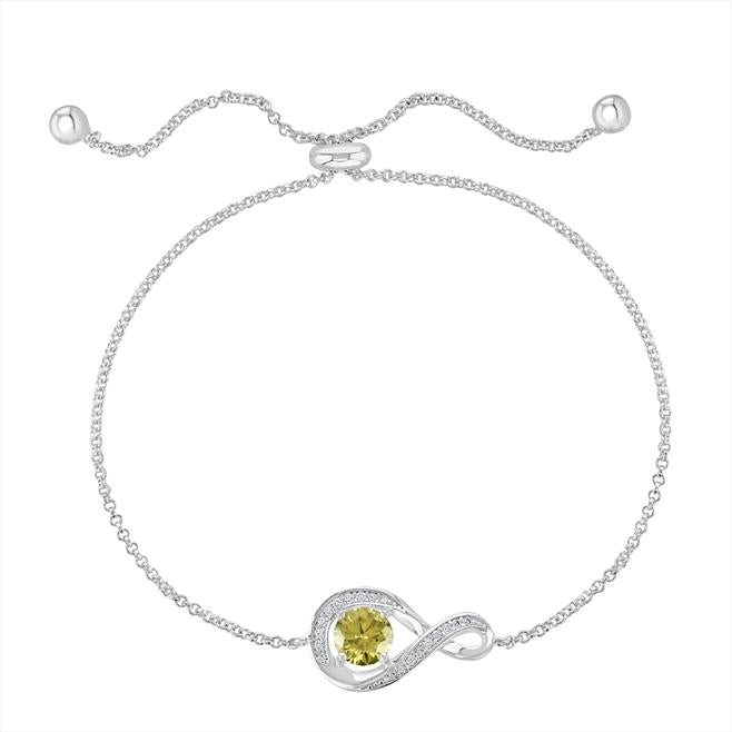 925 Sterling Silver Peridot Cz Twirl Bracelet