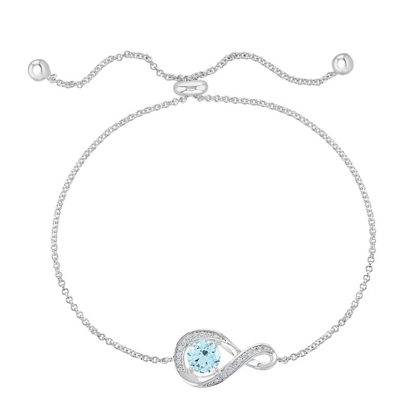 925 Sterling Silver Aqua Cz Twirl Bracelet