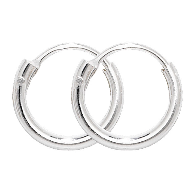 925 Sterling Silver 10mm Hinged Hoop Ladies Earrings