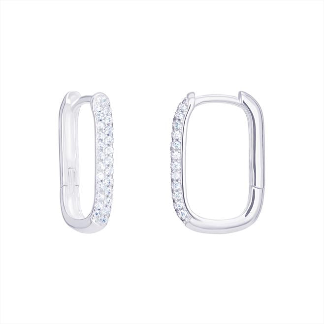 925 Sterling Silver Cz Hoop Earrings