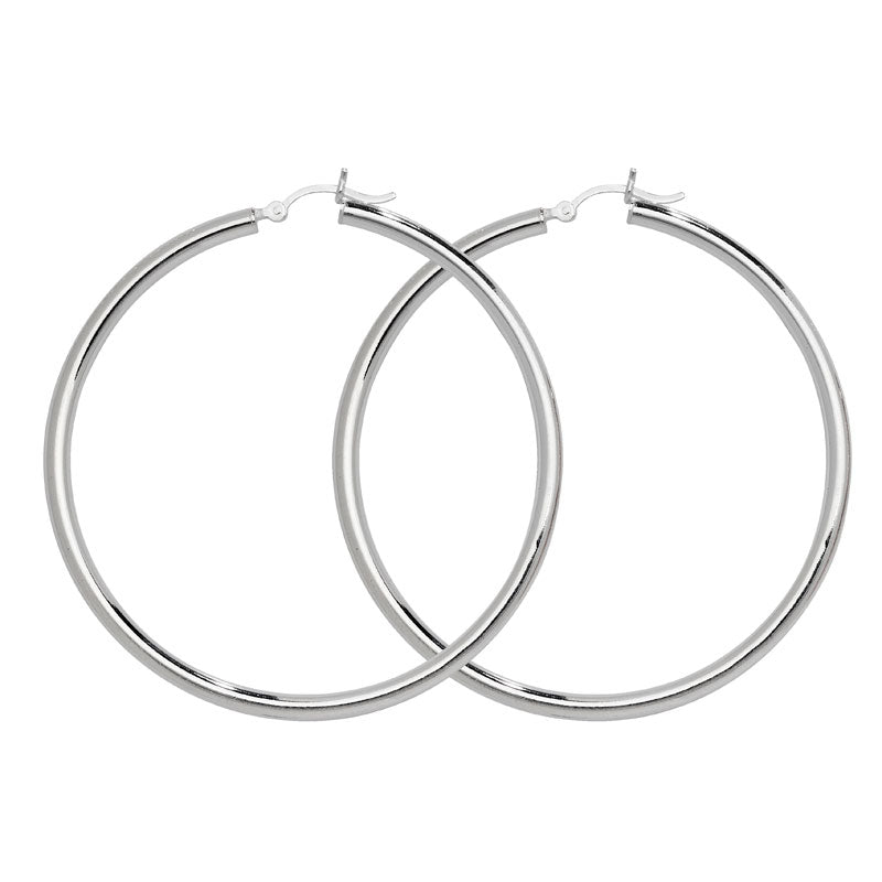 925 Sterling Silver 60mm Hinged Hoop Earrings