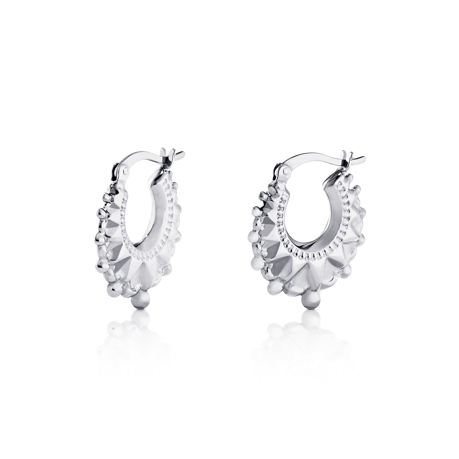 925 Sterling Silver 14mm Creole Ladies Earrings