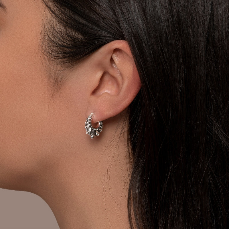 925 Sterling Silver 14mm Creole Ladies Earrings