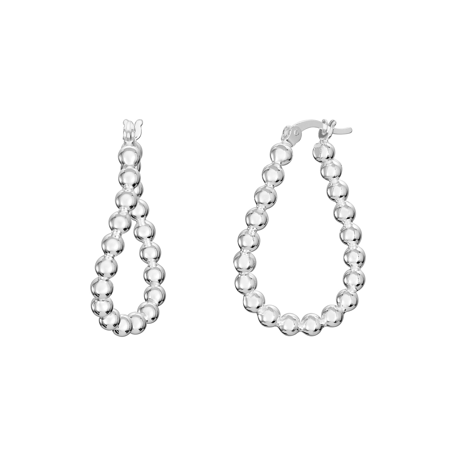 925 Sterling Silver Beaded Hoop Earrings