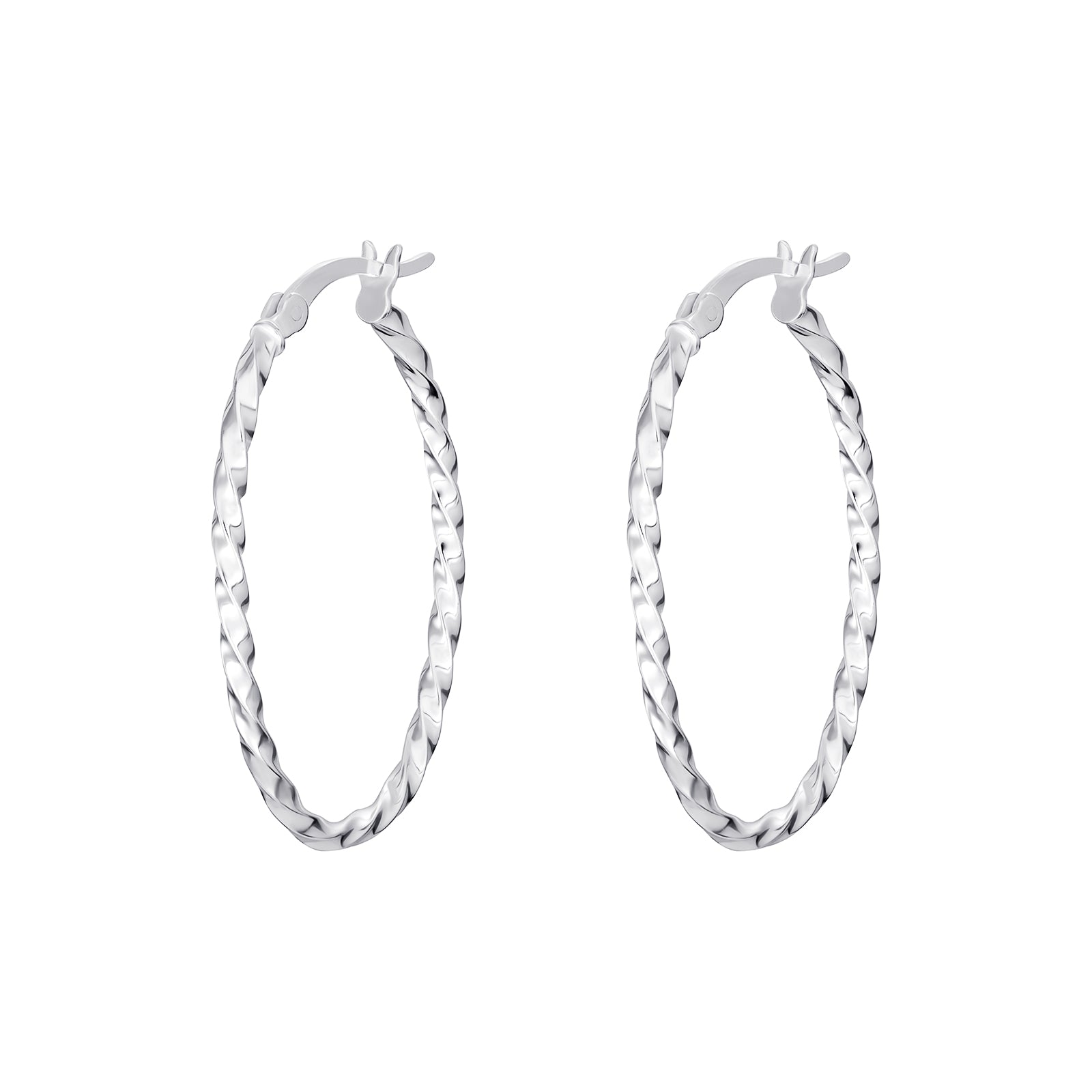 925 Sterling Silver Twisted Hoop Earrings