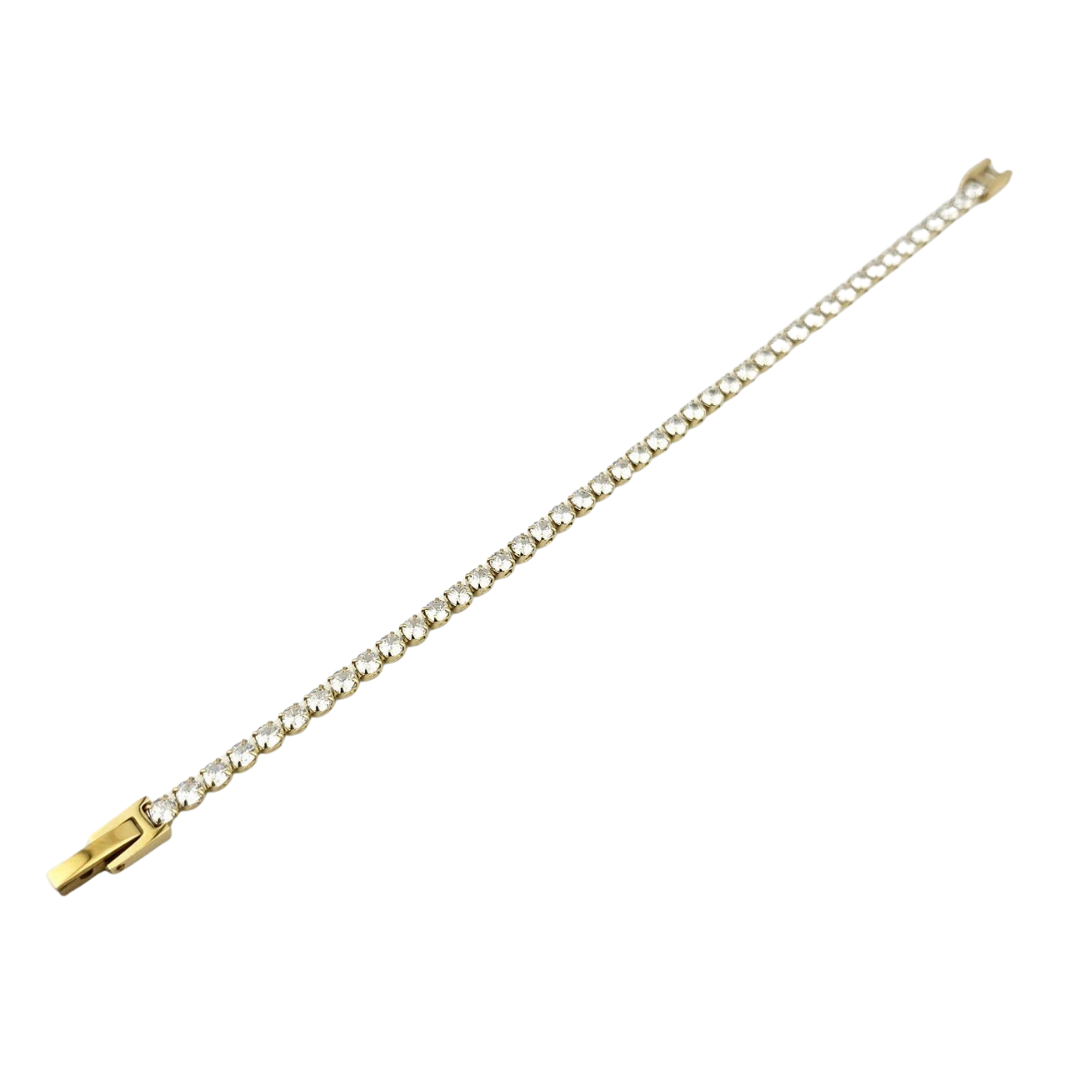 Tennis Bracelet – Gold-Tone with Clear Crystals