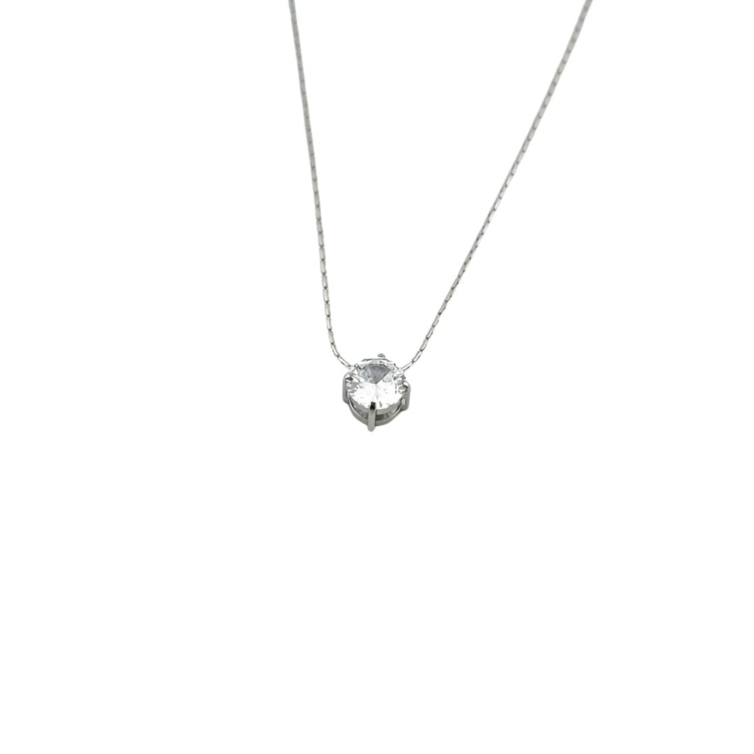 Solitaire Necklace – Silver Crystal Charm