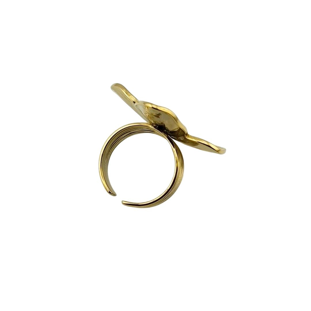 Flower Ring – Gold-Tone Adjustable Statement