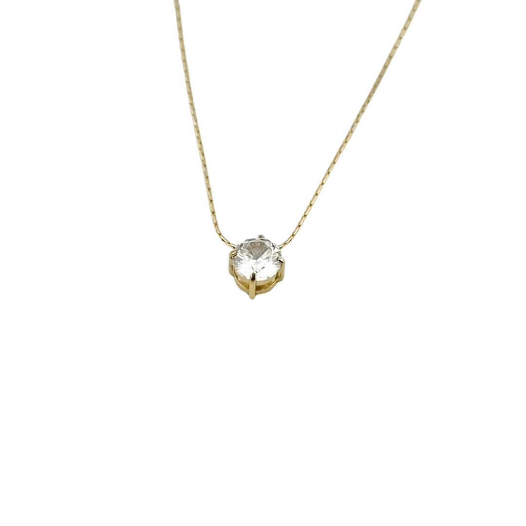 Solitaire Necklace – Gold-Tone Crystal Charm