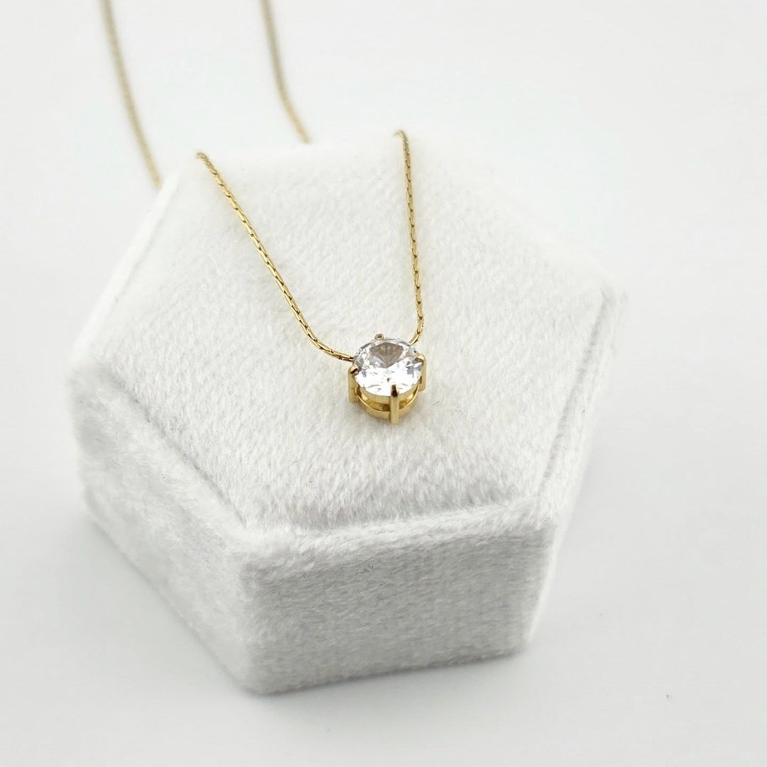 Solitaire Necklace – Gold-Tone Crystal Charm
