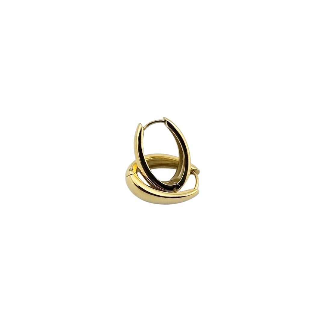 Chunky Hoops – Gold-Tone Oval Huggie Earrings